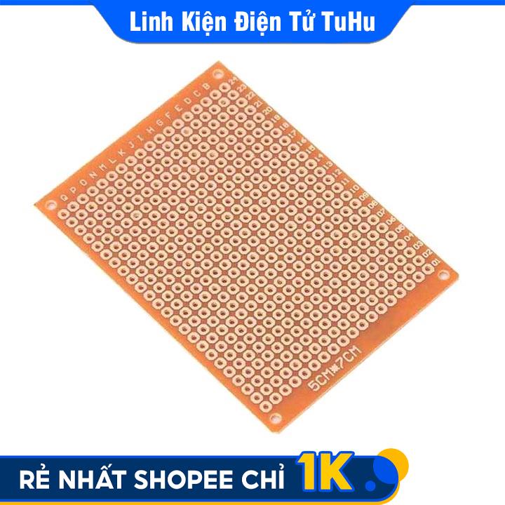 PCB Đục Lỗ 5x7cm 1 Mặt Phủ Vàng Loại Thường
