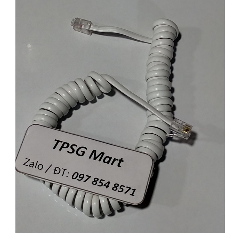 Cáp tai nghe điện thoại bàn - Dạng dây xoắn dản dài (Trắng - Đen)