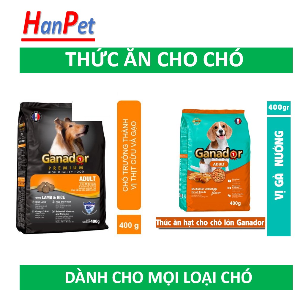 HCM-Gói 400gr -Thức ăn dạng hạt GANADOR KEOS (dành cho chó trên 1 năm tuổi) ( 2loại)