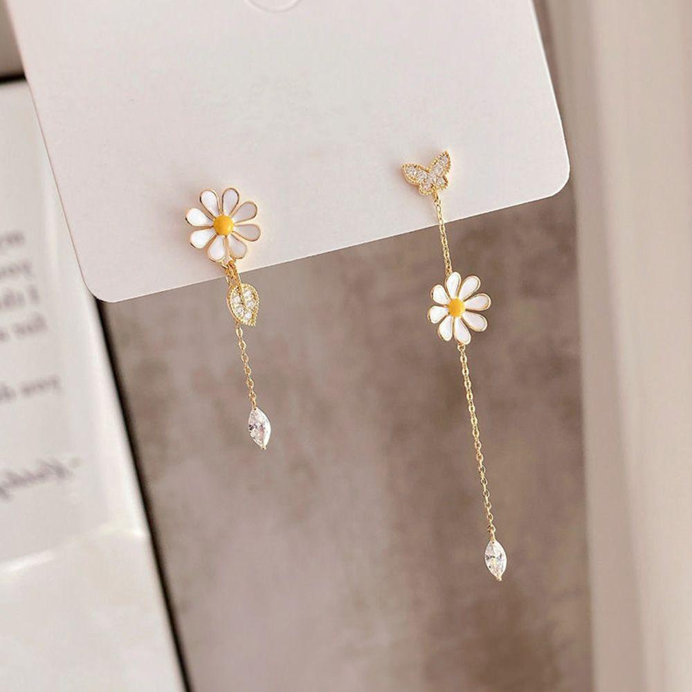 ESPO Bông Tai Mạ Bạc 925 Hình Hoa Cúc Nhỏ Dễ Thương Cho Nữ