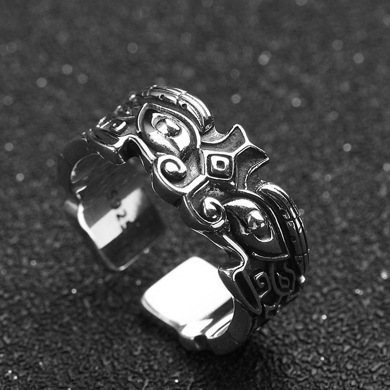 Nhẫn nam nữ tròn Asta Accessories màu bạc thời trang chất Titan đẹp đơn giản không gỉ - Nhẫn Yang Ring