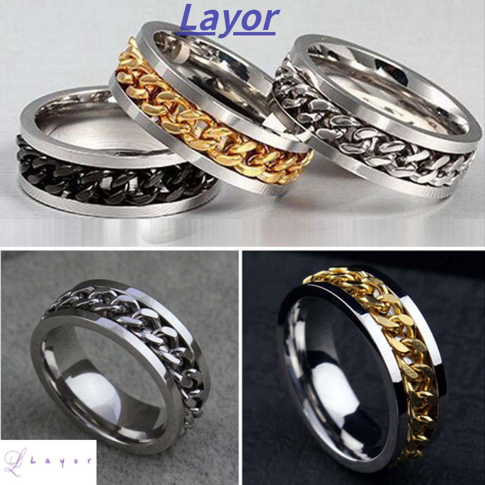 Nhẫn Cưới Bằng Thép Không Gỉ Màu Bạc/Đen/Vàng Cho Nam