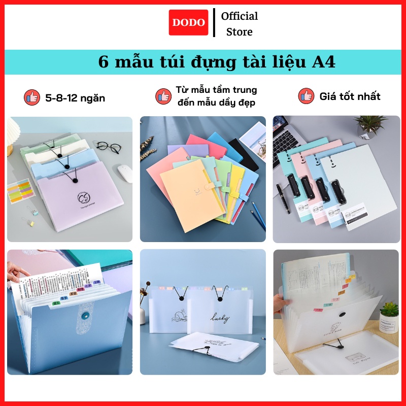 Túi đựng tài liệu nhiều ngăn khổ A4 , file đựng tài liệu, tập đựng tài liệu văn phòng nhiều màu