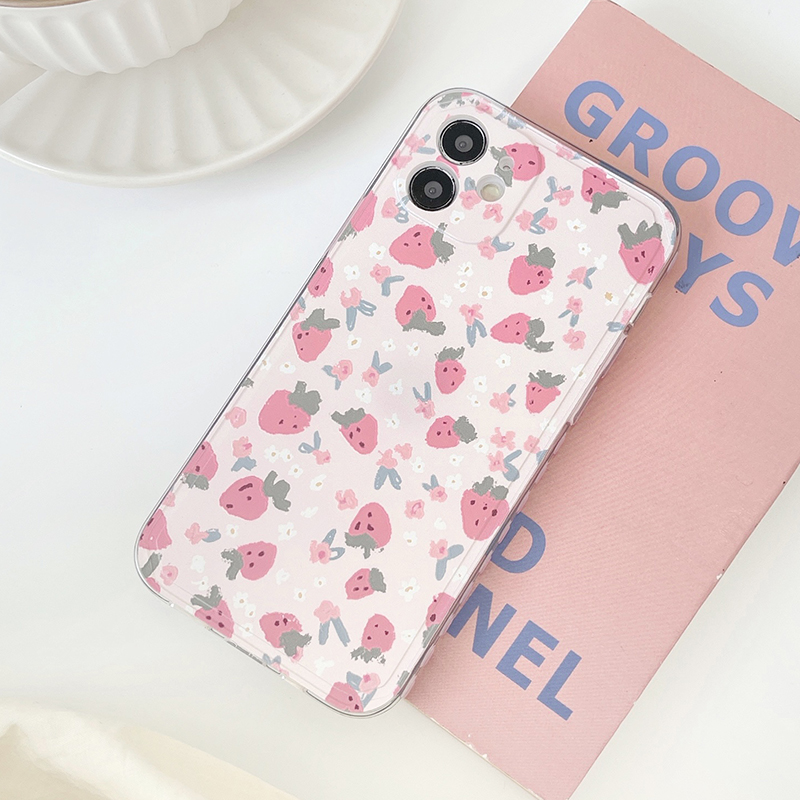 Ốp điện thoại in hình dâu tình yêu 2 mặt chống rớt cho iPhone 12 Pro Max 12Pro 12 Mini iPhone SE2020 11Pro Max 11Pro | BigBuy360 - bigbuy360.vn