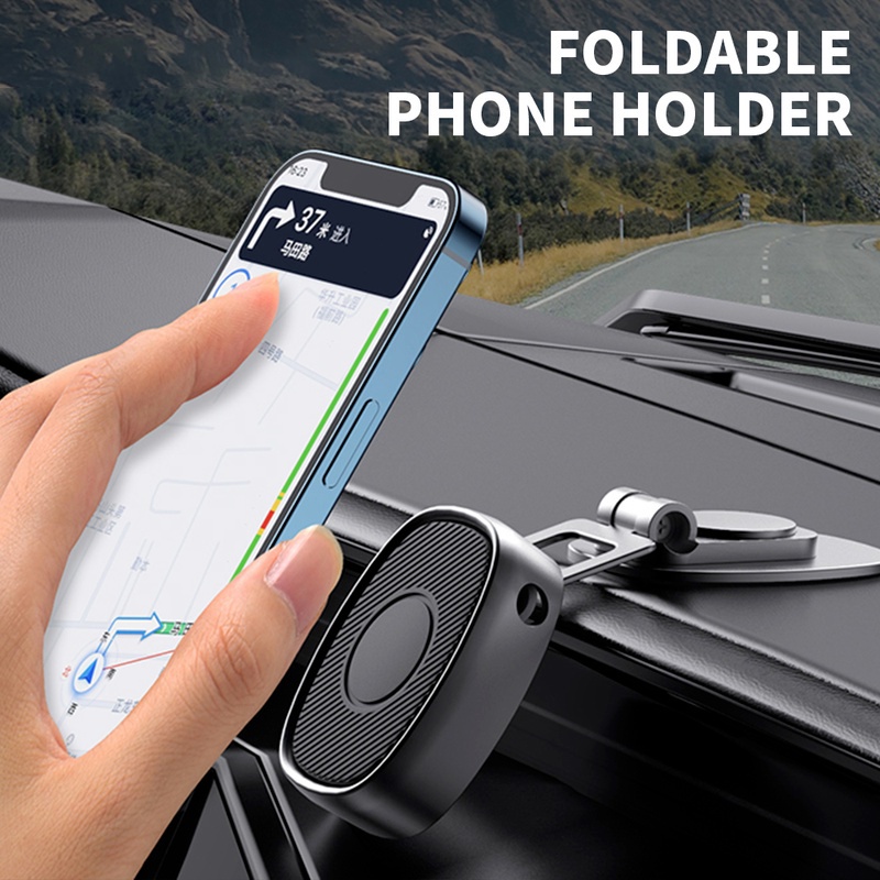 360° Giá Đỡ Điện Thoại Từ Tính Có Thể Gập Lại Gắn Bảng Điều Khiển Xe Hơi