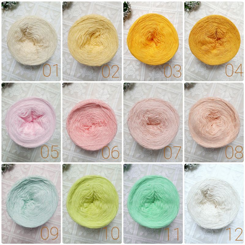 (01-24) Sợi lace cotton Nhật, se 0.5mm, bóng mềm, đan móc áo váy, áo dài