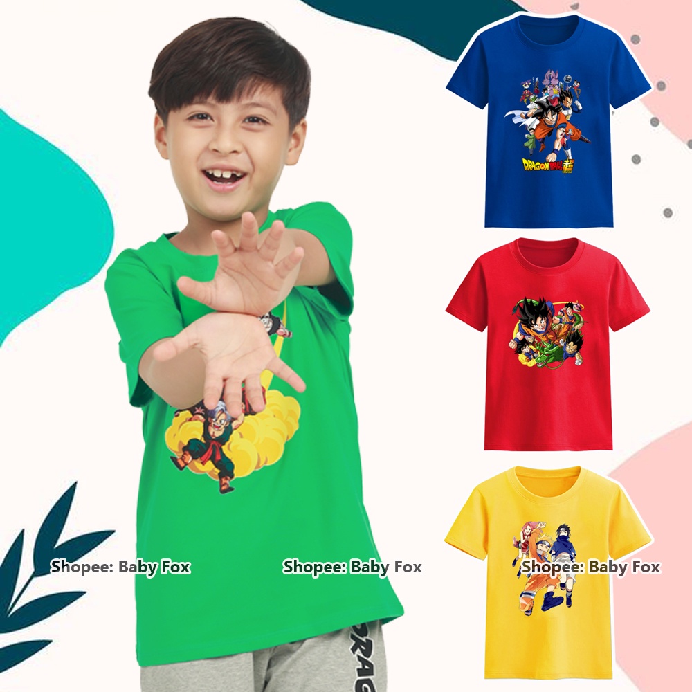 Áo thun bé trai 100% cotton loại tốt, thương hiệu BABY FOX, hình Dragon Ball, Songoku size 10-55kg  k