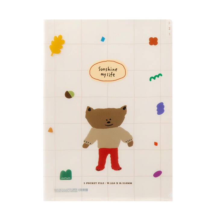 Bìa Đựng Tài Liệu ARTBOX Hàn Quốc Họa Tiết Hình Gấu 3 Ngăn Tiện Dụng