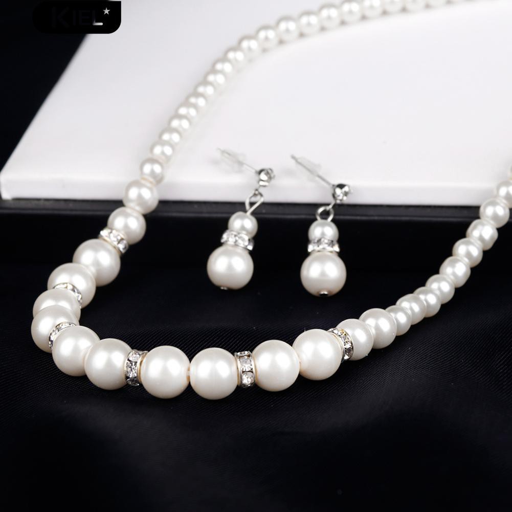 Bộ Dây Chuyền, khuyên Tai nữ Pha Lê hạt ngọc SAVVY necklace earrings cao cấp