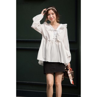 Áo babydoll đan dây cổ bèo KAMONG A114