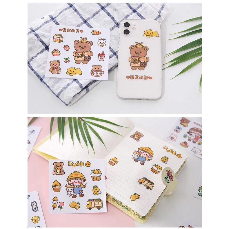 Sticker Dán Trang Trí Điện Thoại / Sổ Tay / Nhật Ký Hình Bình Chân Không Hoạt Hình Bằ
