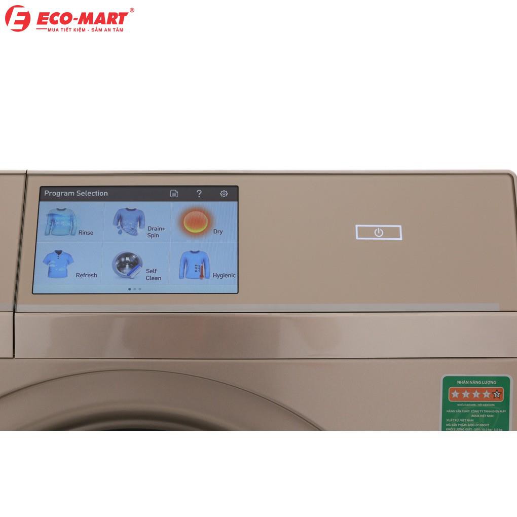 Máy giặt Aqua cửa ngang 10kg giặt 5kg sấy AQD-D1000HT