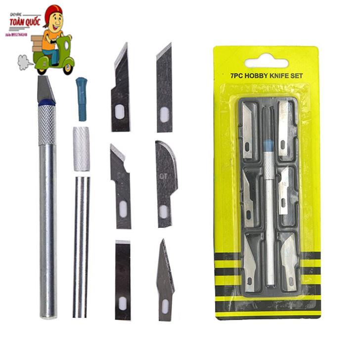 Dao Khắc Trổ Cán Bạc Kèm 6 Lưỡi Khắc Trổ Đa Năng