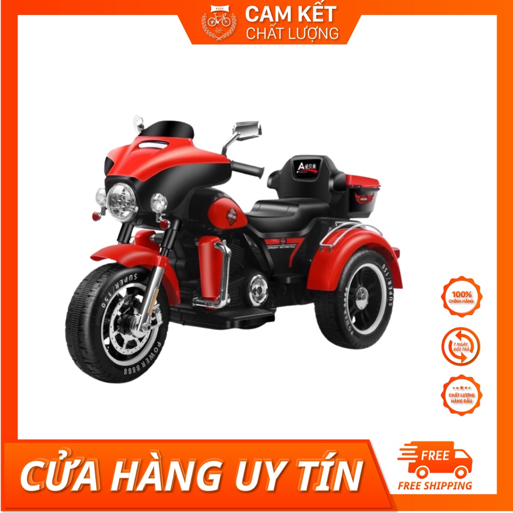 Xe Máy Điện Trẻ Em Motor 3 Bánh ABM To Khoẻ Bình To Ga Tự Động Dáng Thể Thao Cảnh Sát Cho Bé (đủ màu)