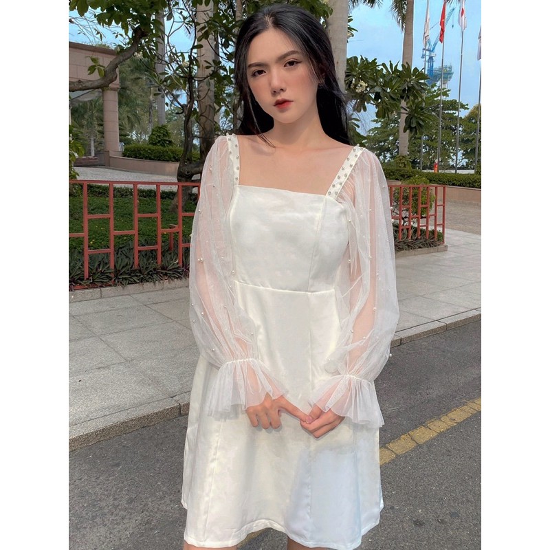 (CLIP THẬT) Đầm dự tiệc tay lưới đính hạt | BigBuy360 - bigbuy360.vn