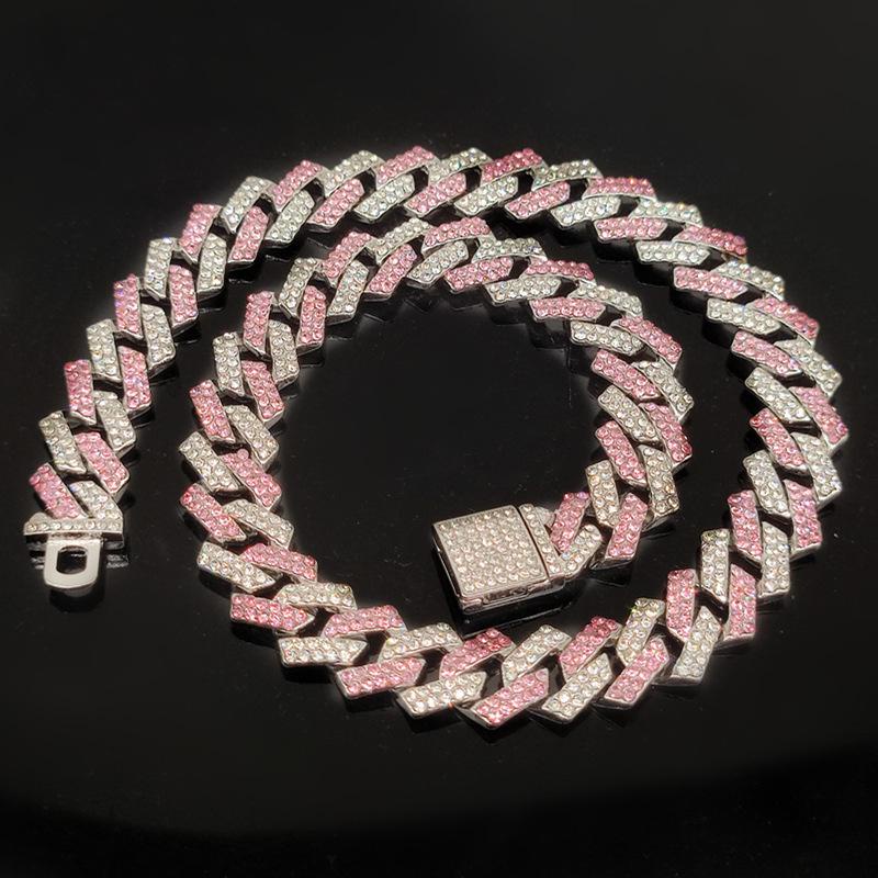 Vòng Tay / Vòng cổ Đính Đá Kim Cương Lấp Lánh Rộng 14mm Phong Cách Hip Hop Cho Nam Và Nữ