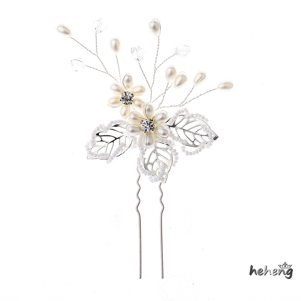 Trâm Cài Tóc Chữ U Hình Chiếc Lá Đính Ngọc Trai Giả Thời Trang Dành Cho Nữ