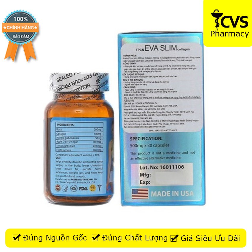Viên uống giảm cân Eva Slim Collagen 30 Viên - cvspharmacy
