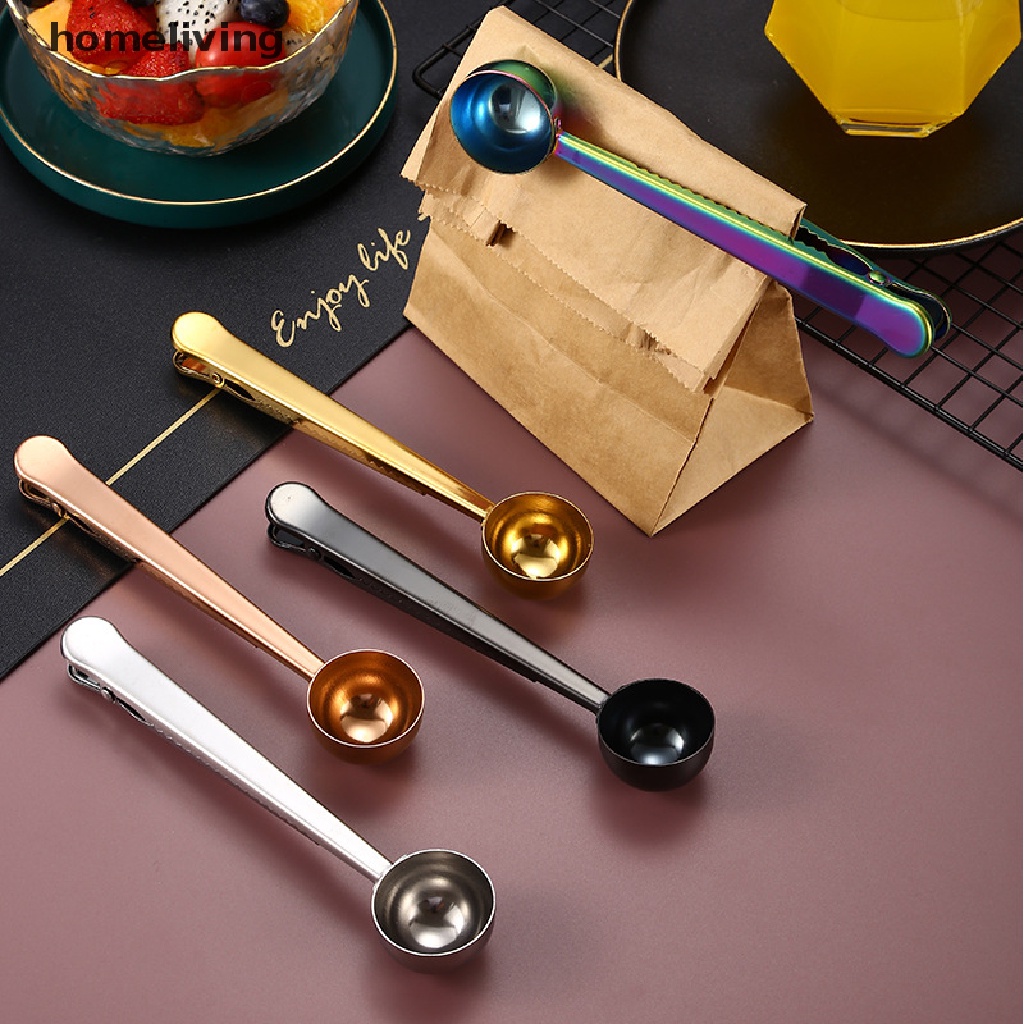 Kẹp Niêm Phong Muỗng Cà Phê Hai Trong Một Bằng Thép Không Gỉ Trang Trí Nhà Bếp Quán Cà P