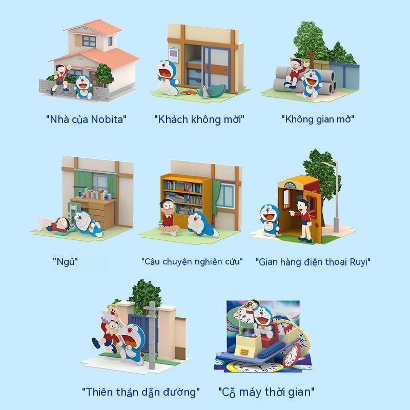 Bộ truyện Đôrêmon Chính hiệu Nhà hát Nhỏ mô hình giấy DIY Thủ công hộp mù Quà tặng sản xuất cảnh