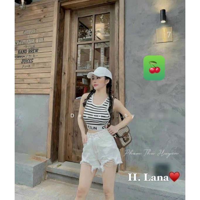Áo croptop ba lỗ viền bo eo CE.LINE ( kèm ảnh thật)