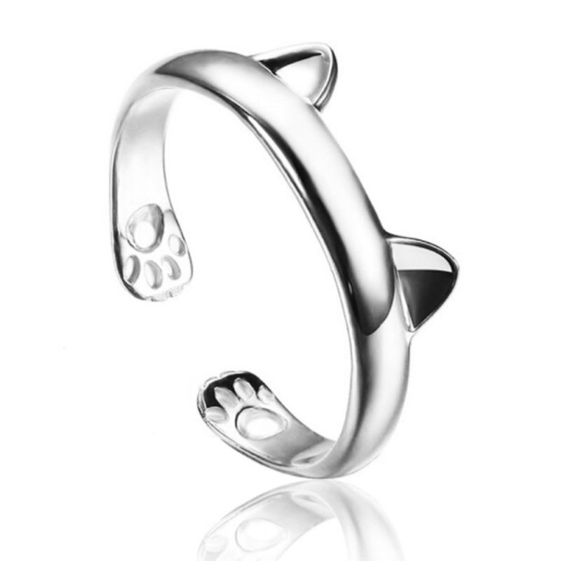 Nhẫn Đeo Tay Kim Loại Tạo Hình Dấu Chân Mèo Dễ Thương Cho Nữ