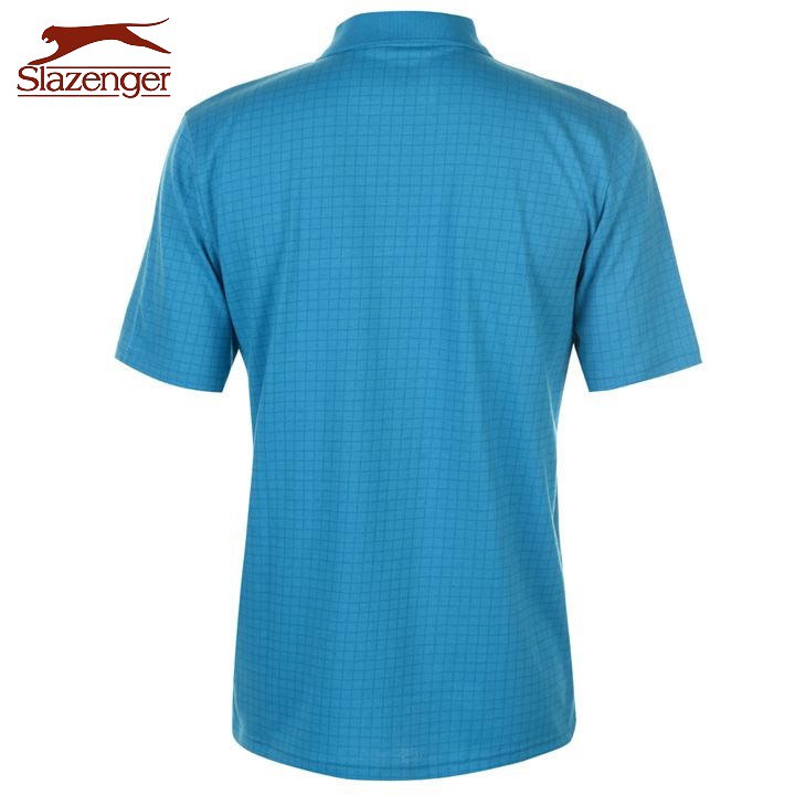 Áo thun nam Slazenger Check Golf Polo (màu Aqua) - Hàng size UK