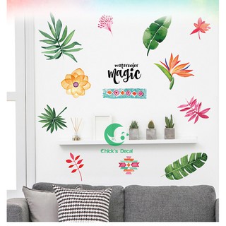 Decal dán tường Hoa lá tươi mát