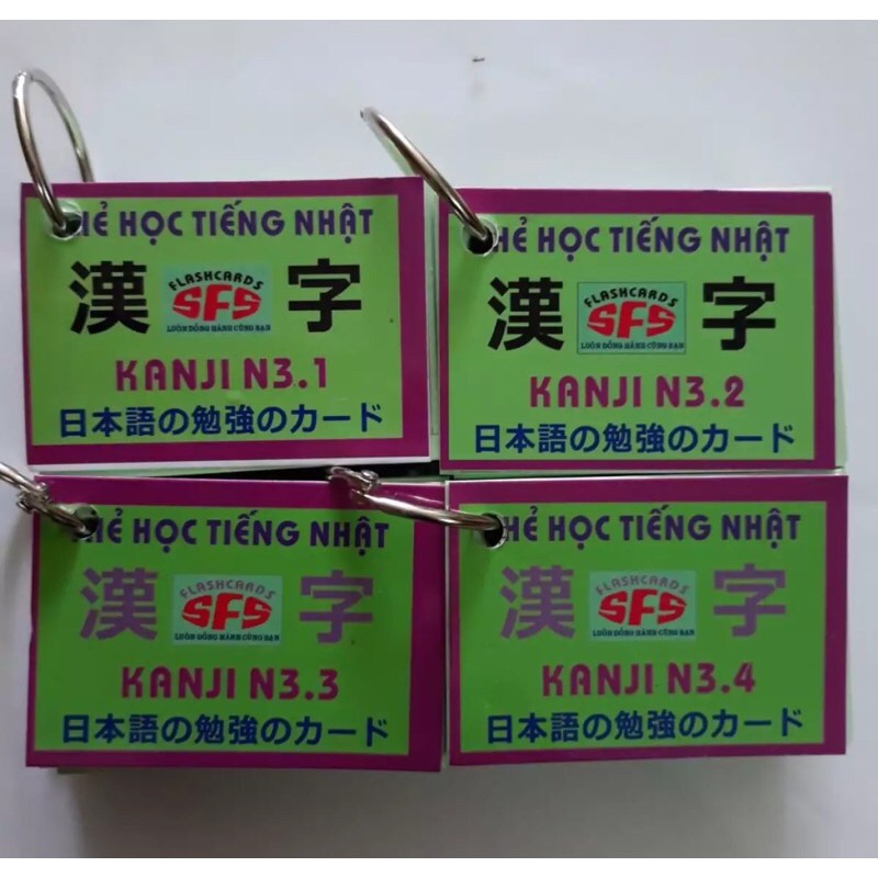 thẻ học tiếng nhật kanji n3 4 xấp