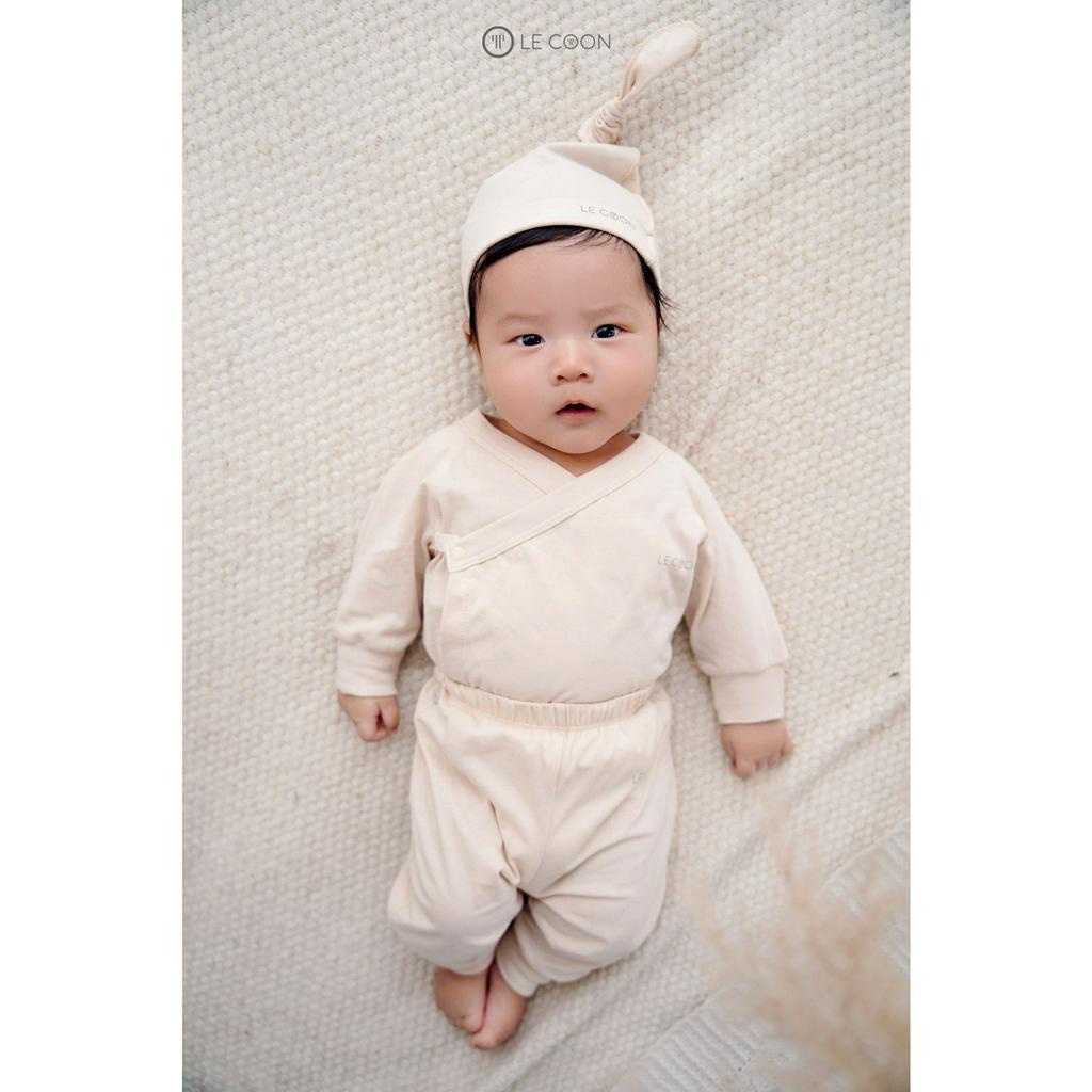 LE COON | Set Mũ Knotted, Bao Tay, Bao Chân | Vải COOL mỏng mát | Newborn