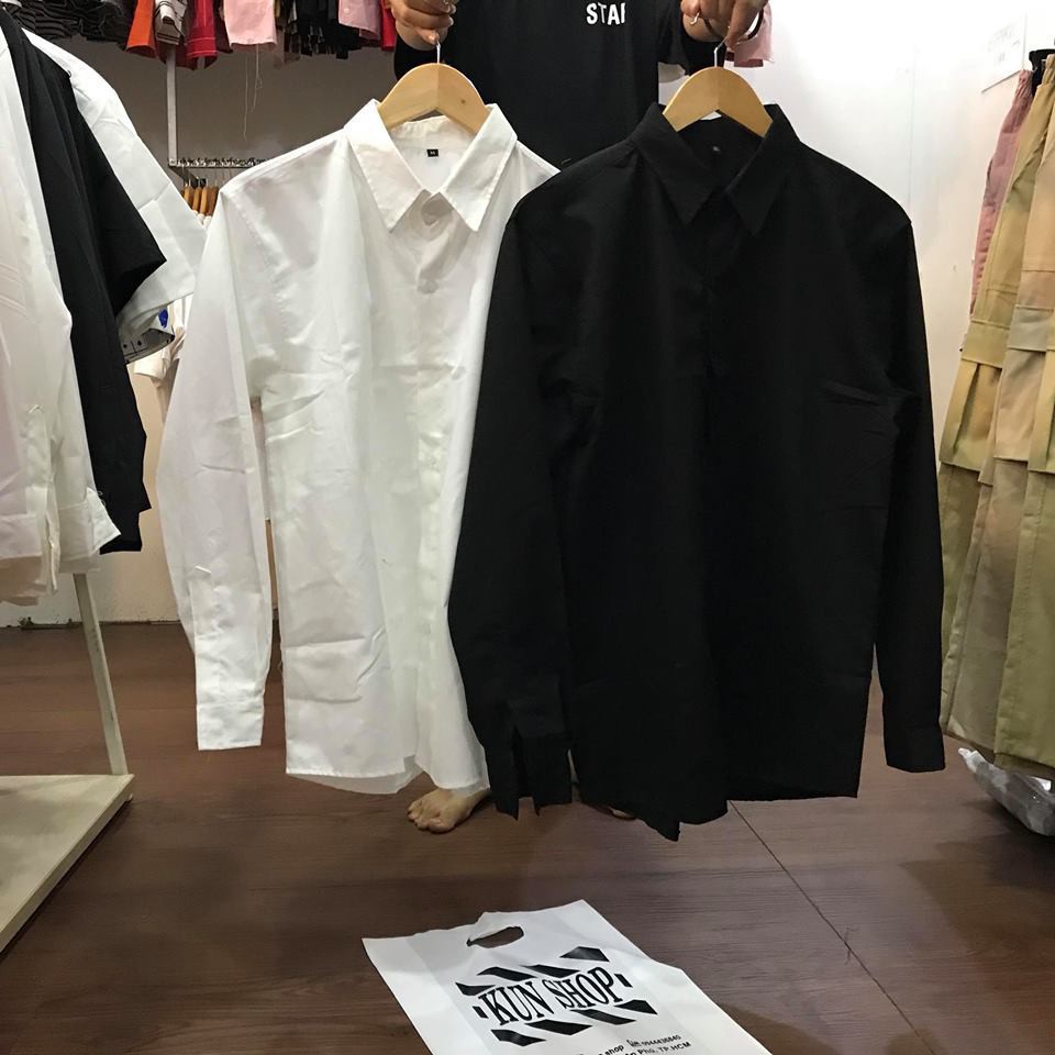 Áo sơ mi nam cổ trơn thường chất kate dày 2 màu KUN SHOP