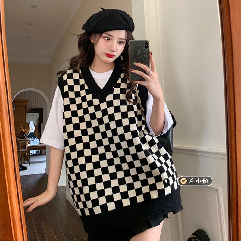 Áo Gile Len- Áo Len Nữ Họa Tiết Thổ Cẩm Trắng Đen Siêu Xinh AGL01 | BigBuy360 - bigbuy360.vn