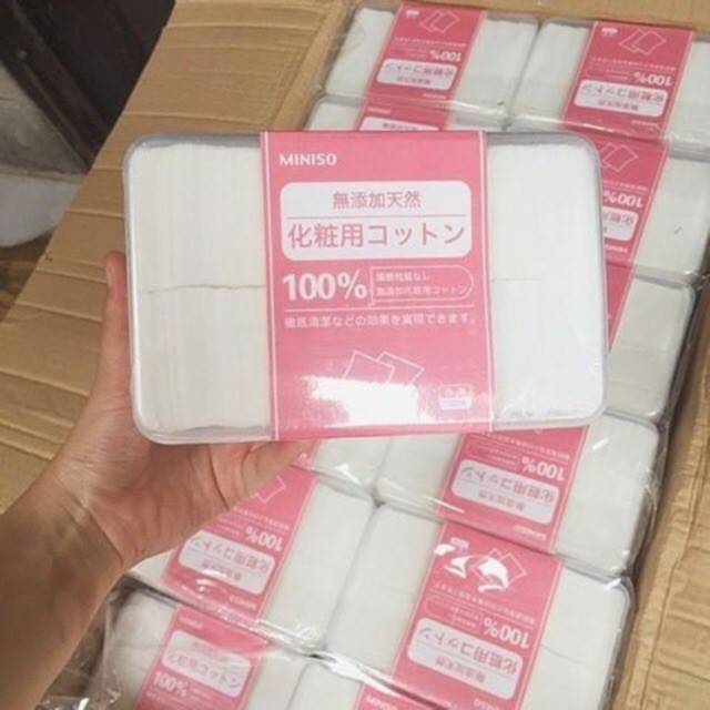 Bông tẩy trang Miniso Nhật Bản hộp 1000 miếng- mềm mại, mịn màng