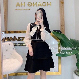 Đầm tiểu thư tay bồng nơ vai - tuhuynh 068
