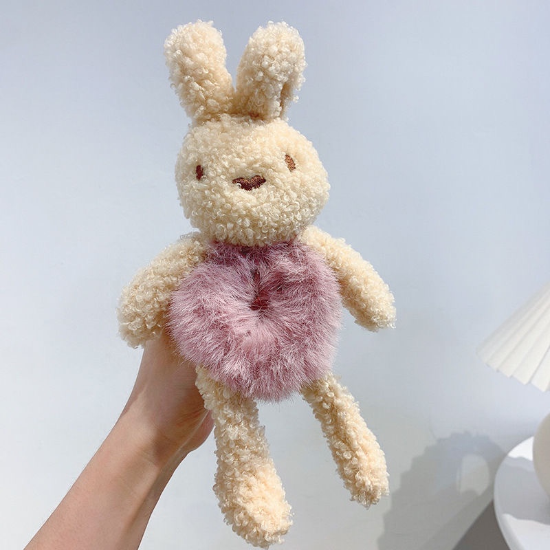 Dây Cột Tóc Lông Xù Kiểu Hoạt Hình Gấu / Thỏ Đáng Yêu Thời Trang Hàn Quốc
