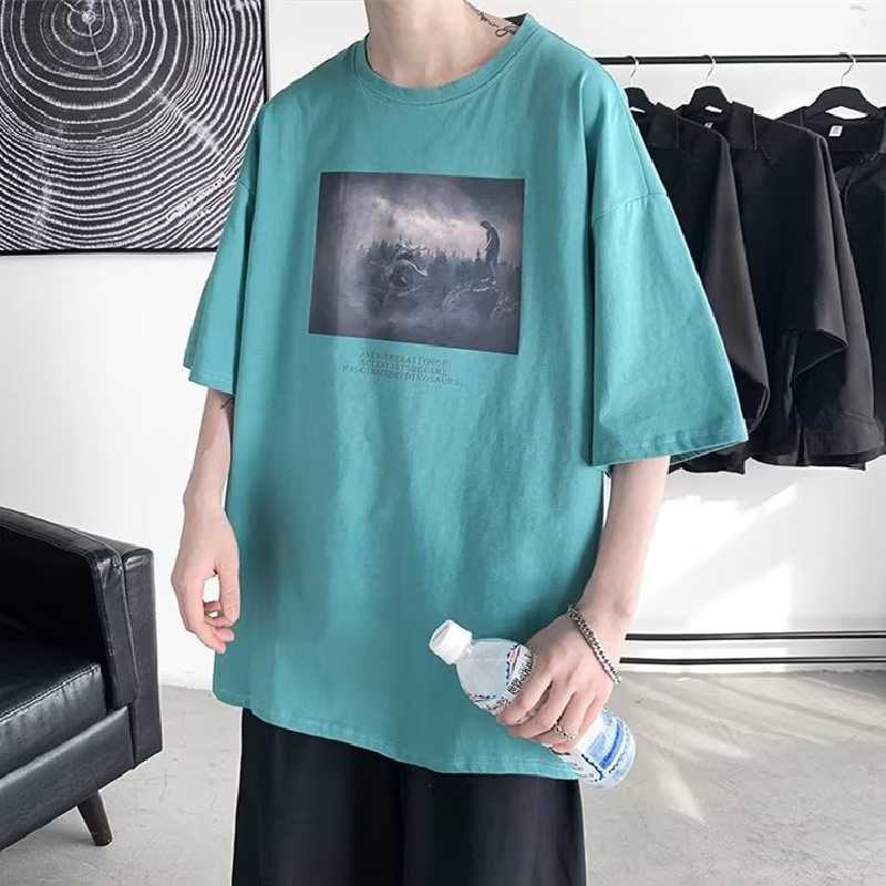 Áo Thun Tay Ngắn Dáng Rộng In Chữ Thời Trang Mùa Hè Phong Cách Hàn Quốc Cho Nam Và Nữ Size M-8XL