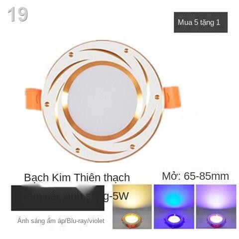 Đèn downlight ba màu thay đổi ánh sáng 7.5/8 lỗ lắp trong gia đình LED treo âm trần 2,5 inch