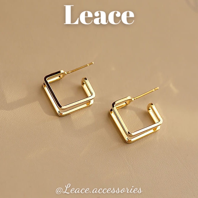 Bông tai khuyên tai thiết kế vuông rỗng đơn giản phong cách Hàn Quốc ER027 Leace.accessories