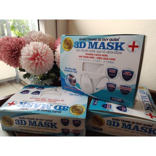Khẩu trang 3D Mask Duy Quân - Hộp 50 chiếc màu Trắng - Công nghệ Nhật Bản