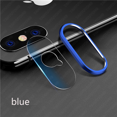 Vòng kim loại + kính cường lực trong suốt bảo vệ camera thích hợp cho iPhone 6 6s 7 8 Plus X Xs Max Xr