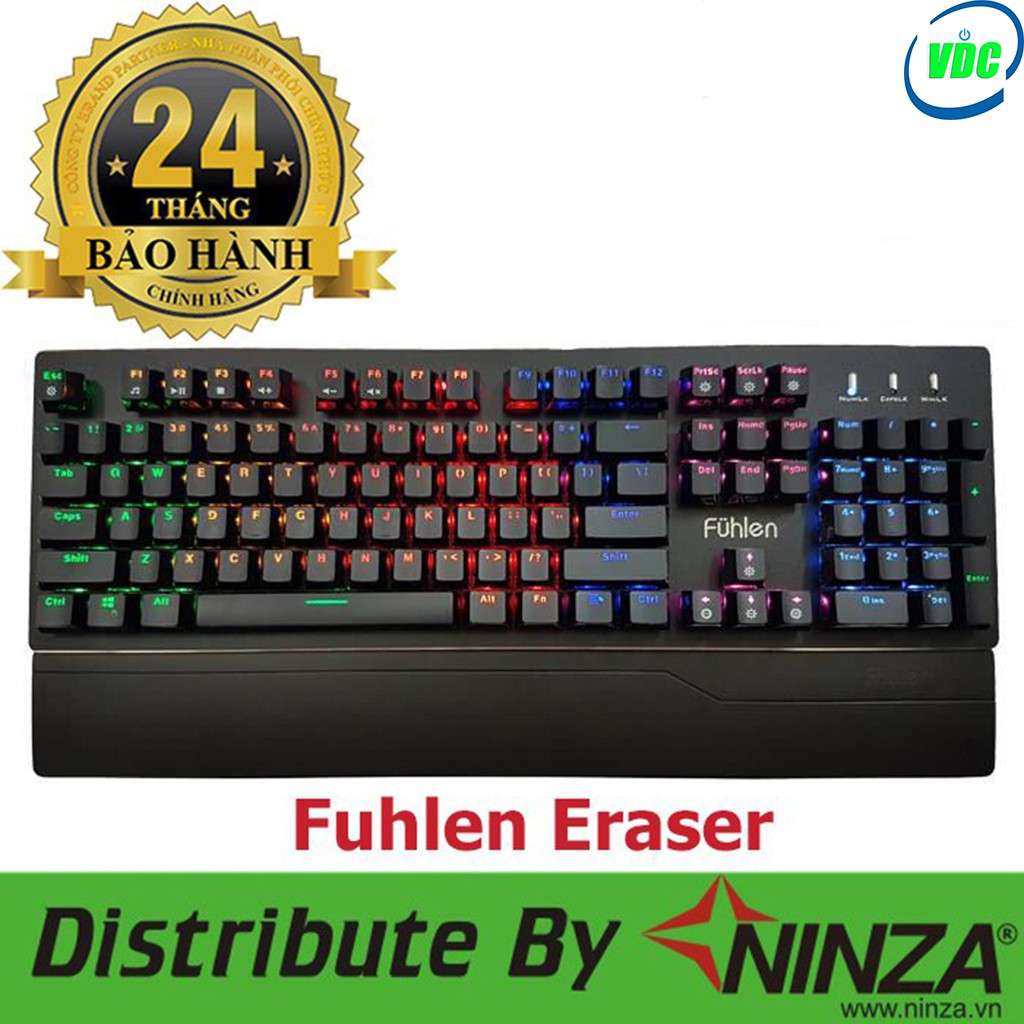 Bàn phím cơ Fuhlen Eraser - Fuhlen E, Blue Switch, Led Rainbow 7 màu ( Chính hãng NINZA phân phối ) | WebRaoVat - webraovat.net.vn