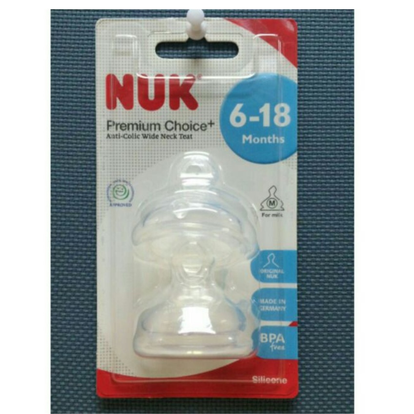 Bộ 2 núm ti cho bình sữa NUK Premium Choice+ núm ti NUK Silicone cổ rộng sản xuất tại Đức đủ size