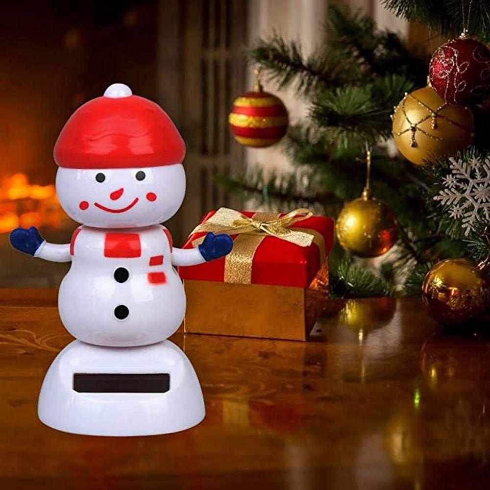REBUY1 Búp Bê Lắc Đầu Hình Ông Già Noel Trang Trí Bảng Điều Khiển Xe Hơi Chạy Bằng Năng Lượng Mặt Trời