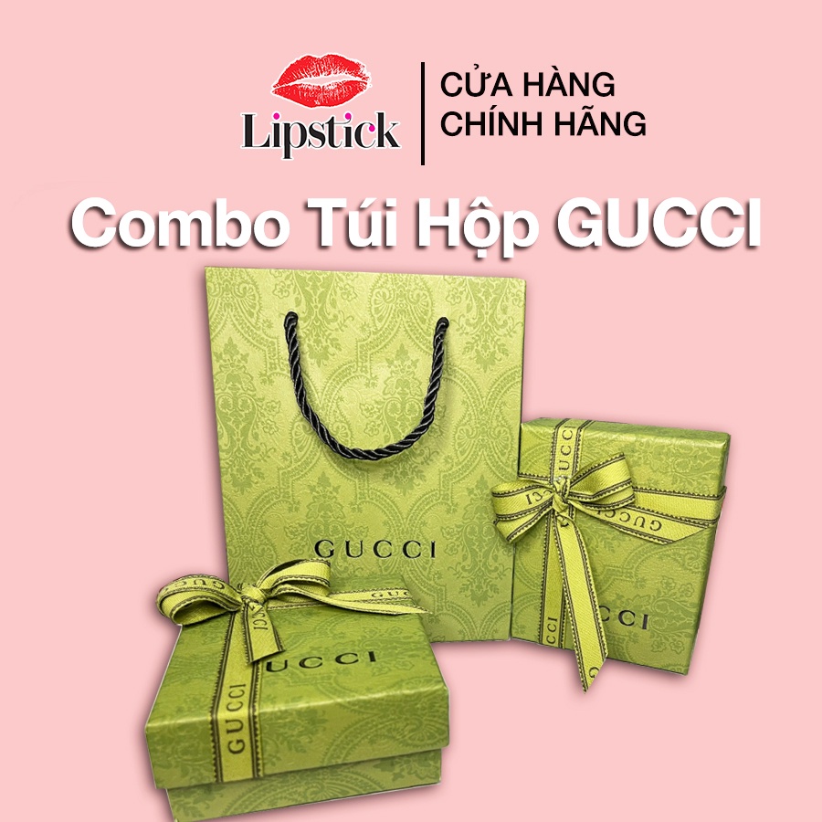 Hộp quà đựng son Gucci, Hộp quà tặng, hộp giấy đựng quà cho son Gucci kèm nơ thiệp