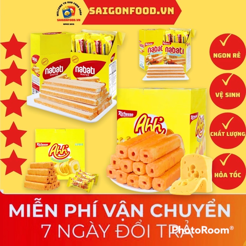 [SNACK] Nabati Phomai - Bánh Xốp Kem Phô Mai &amp; Bánh Nabati Ahh Phô-Mai Richeese Nabati Cheese Cream Wafer Hộp 150gr