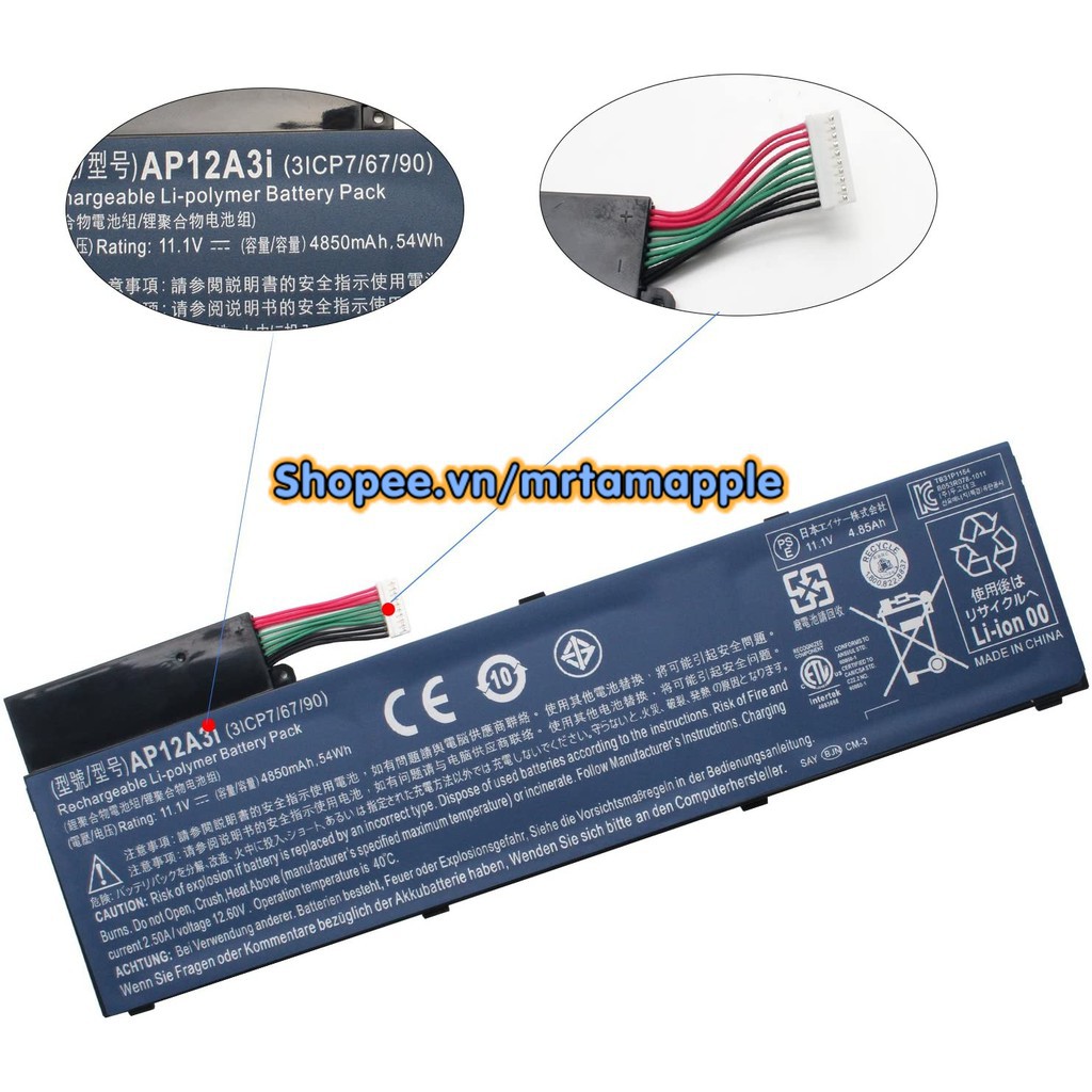 Pin Laptop ACER ASPIRE M3 M5 (AP12A3i) - 6 CELL -  Aspire Timeline Ultra U M3 M5 M3-581TG M5-481TG AP12A4i
