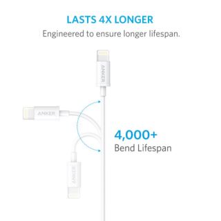 [Chính hãng] Dây cáp sạc Anker A7101 Lightning 0.9m - Trắng (Check code chính hãng)