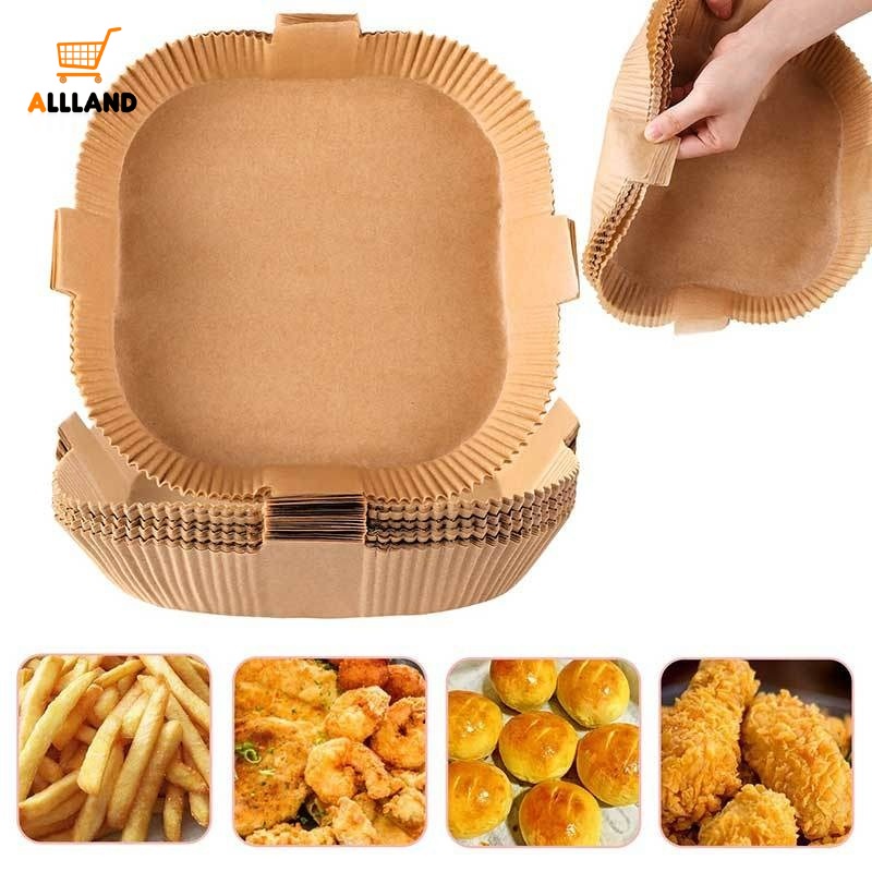 Set 50/100 Tấm Lót Nướng Bánh Chống Dính Chống Dầu Hình Vuông Có Tay Cầm Sử Dụng Một Lần