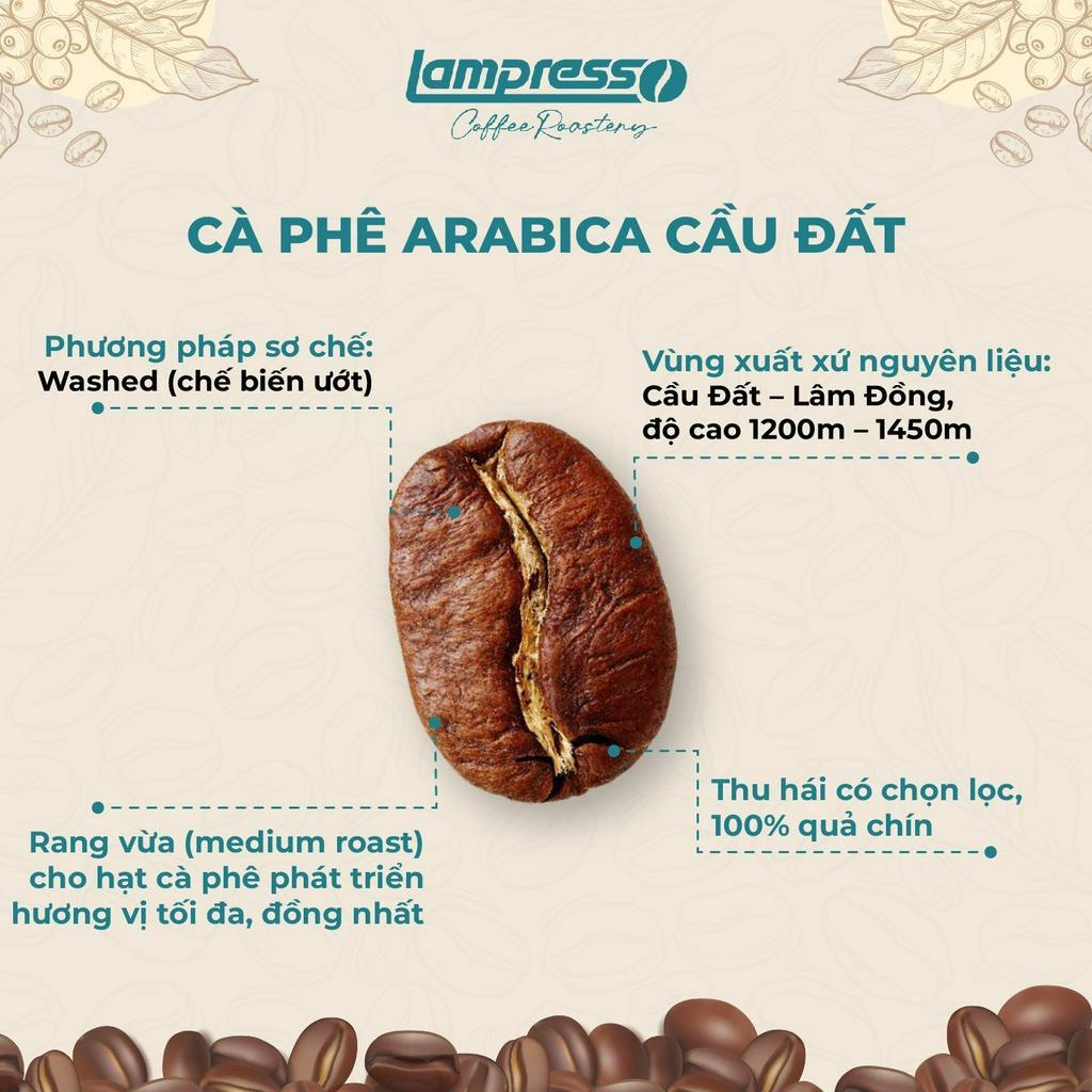 Cà phê Arabica Cầu Đất túi 500gr chua thanh, thơm nồng tự nhiên - Lampresso Coffee