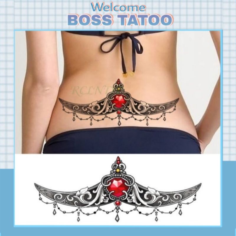 Hình xăm tatoo dán ngực bụng body size vừa ngọc đỏ